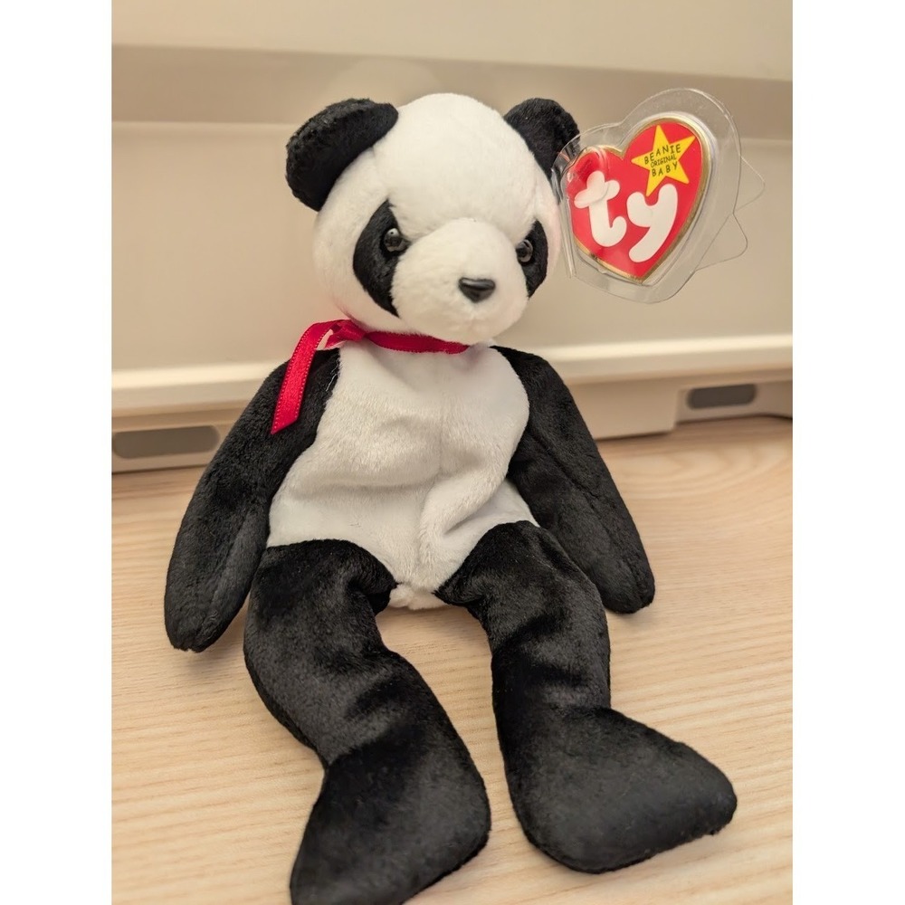 Fortune Panda Bear Beanie Babies Vintage Animal Kid Toy Education Gift Classroom
